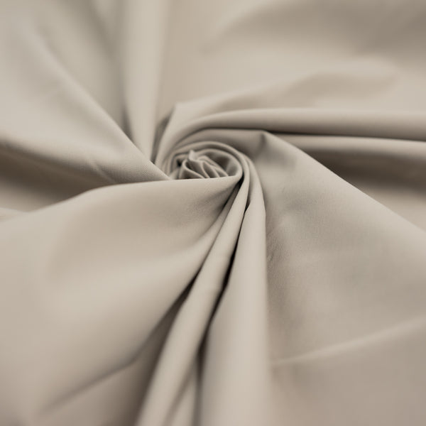 Vékony rugalmas szövet, 100% poliészter, bézs/szürke, szélesség 140 cm