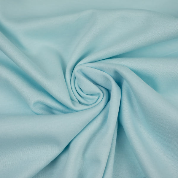 Vékony, rugalmas pamut, világos türkizkék színben 95% pamut, 5% elasztán, 150 cm szélesség