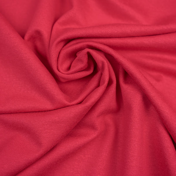Elasztikus viszkóz, korallpiros, szélesség 150 cm, 80% VI, 20% elasztán